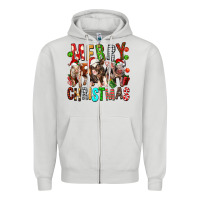 Dove Grey Merry christmas pigs Zipper Hoodie - FaDigitalArtStudio