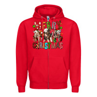 Red Merry christmas pigs Zipper Hoodie - FaDigitalArtStudio