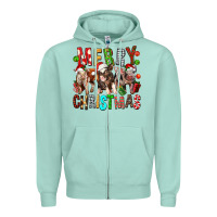 Seafoam Merry christmas pigs Zipper Hoodie - FaDigitalArtStudio