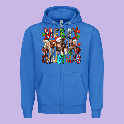 Merry Christmas Pigs Zipper Hoodie Designed By Fadigitalartstudio