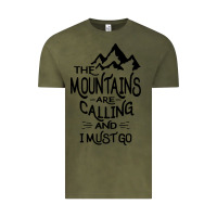 Vintage Olive the mountains are calling and i must go   black Vintage Tee - linhVisuals
