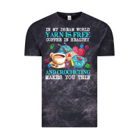 Cloud Black yarn t  shirt in my dream world yarn is free, coffee is healthy and cr Vintage Tee - linhVisuals