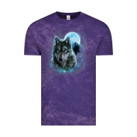 Cloud Purple t shirt, grey wolf hunting ground, icy moon, forest, galaxy Vintage Tee - linhVisuals