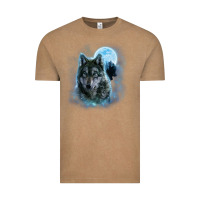 Vintage Coffee t shirt, grey wolf hunting ground, icy moon, forest, galaxy Vintage Tee - linhVisuals