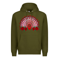 Army Green valentines day rainbow with roses Premium Hoodie - RanaPortraitStore