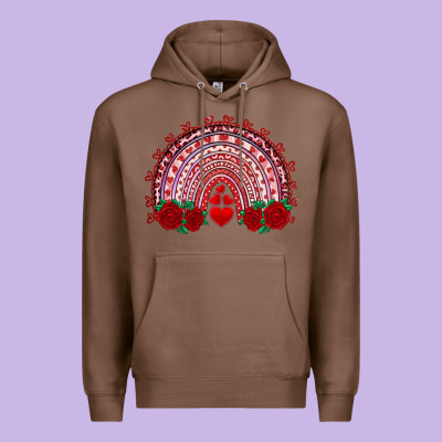 Valentines Day Rainbow With Roses Premium Hoodie Designed By Ranaportraitstore