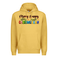 Antique Gold merry happy chrismukkah with olive branch Premium Hoodie - FaDigitalArtStudio