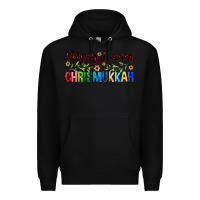 Black merry happy chrismukkah with olive branch Premium Hoodie - FaDigitalArtStudio