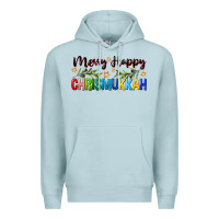 Blue Mist merry happy chrismukkah with olive branch Premium Hoodie - FaDigitalArtStudio