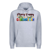 Heather Grey merry happy chrismukkah with olive branch Premium Hoodie - FaDigitalArtStudio
