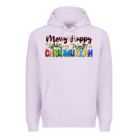 Lilac merry happy chrismukkah with olive branch Premium Hoodie - FaDigitalArtStudio