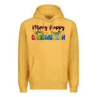 Mustard merry happy chrismukkah with olive branch Premium Hoodie - FaDigitalArtStudio