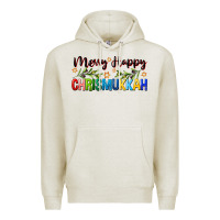 Oatmeal Heather merry happy chrismukkah with olive branch Premium Hoodie - FaDigitalArtStudio