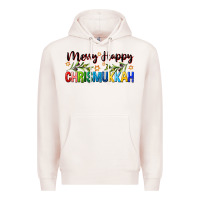 Pale Pink merry happy chrismukkah with olive branch Premium Hoodie - FaDigitalArtStudio
