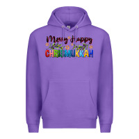 Purple merry happy chrismukkah with olive branch Premium Hoodie - FaDigitalArtStudio