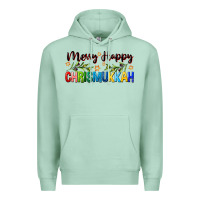 Seafoam merry happy chrismukkah with olive branch Premium Hoodie - FaDigitalArtStudio