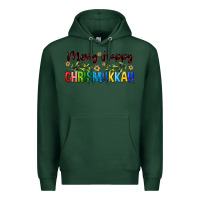 Sports Green merry happy chrismukkah with olive branch Premium Hoodie - FaDigitalArtStudio