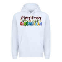 White merry happy chrismukkah with olive branch Premium Hoodie - FaDigitalArtStudio