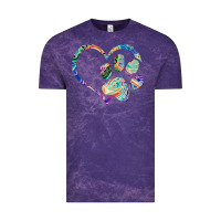 Cloud Purple dog paw print tie dye rainbow dog lover rescue retro 70s t shirt Vintage Tee - linhVisuals