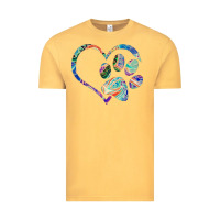 Vintage Mustard dog paw print tie dye rainbow dog lover rescue retro 70s t shirt Vintage Tee - linhVisuals