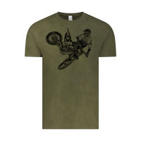 Vintage Olive Eli Tomac Jump Illustration Vintage Tee - linhVisuals