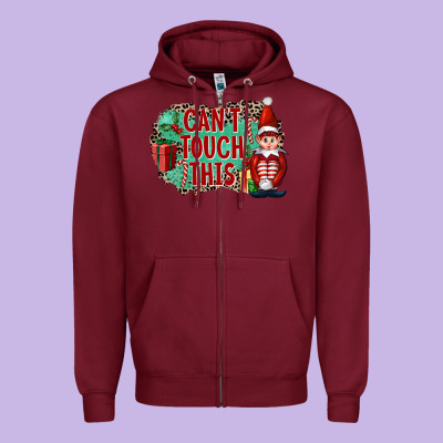 Christmas Can't Touch This Elf Zipper Hoodie Designed By Fadigitalartstudio