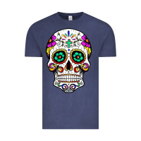 Vintage Denim sugar skull Vintage Tee - linhVisuals