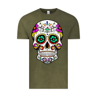 Vintage Olive sugar skull Vintage Tee - linhVisuals