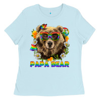 Baby Blue Papa Bear Pride LGBTQ+ Ladies Tee - BundleAndBundleShop