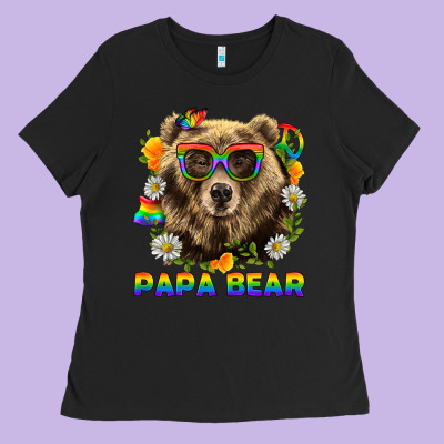 Papa Bear Pride Lgbtq+ Ladies Tee Designed By Bundleandbundleshop