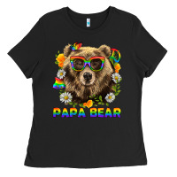 Black Papa Bear Pride LGBTQ+ Ladies Tee - BundleAndBundleShop