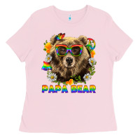 Bubblegum Pink Papa Bear Pride LGBTQ+ Ladies Tee - BundleAndBundleShop