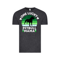 Vintage Black funny st patrick's day one lucky pitbull mama pitbulldog t shirt Vintage Tee - linhVisuals