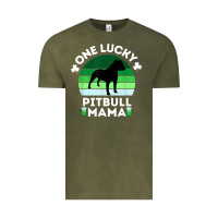 Vintage Olive funny st patrick's day one lucky pitbull mama pitbulldog t shirt Vintage Tee - linhVisuals