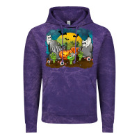 Cloud Purple Cemetery with Ghost Cats Vintage Hoodie - texasbilliewilder