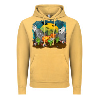 Vintage Mustard Cemetery with Ghost Cats Vintage Hoodie - texasbilliewilder