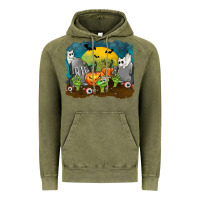 Vintage Olive Cemetery with Ghost Cats Vintage Hoodie - texasbilliewilder