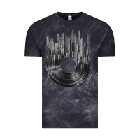 Cloud Black vinyl record cityscape Vintage Tee - linhVisuals