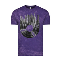 Cloud Purple vinyl record cityscape Vintage Tee - linhVisuals