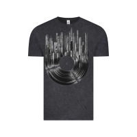 Vintage Black vinyl record cityscape Vintage Tee - linhVisuals