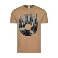 Vintage Coffee vinyl record cityscape Vintage Tee - linhVisuals