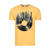 Vintage Mustard vinyl record cityscape Vintage Tee - linhVisuals