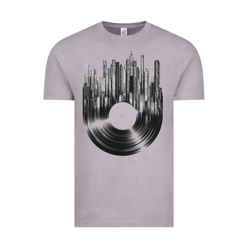 Vinyl Record Cityscape Vintage Tee by linhVisuals | Teevron