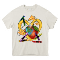 Cream heart pencil Heavy Core Tee - NancyCooperArtShop