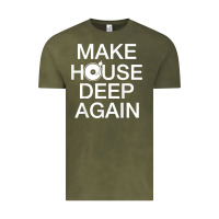 Vintage Olive make house deep again house music turntable t shirt Vintage Tee - linhVisuals