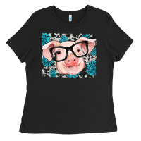 Black gemstone and cowhide pig Ladies Tee - RanaPortraitStore