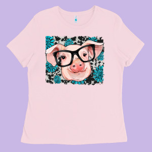 Gemstone And Cowhide Pig Ladies Tee Designed By Ranaportraitstore