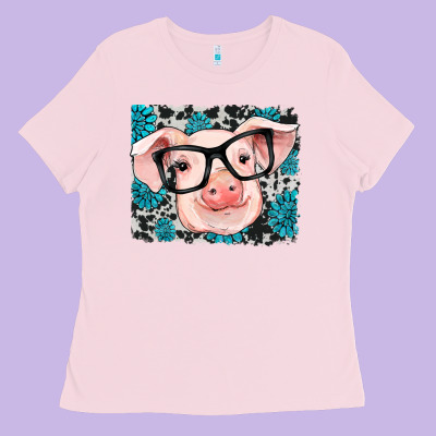 Gemstone And Cowhide Pig Ladies Tee Designed By Ranaportraitstore
