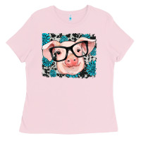 Bubblegum Pink gemstone and cowhide pig Ladies Tee - RanaPortraitStore