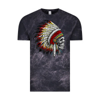 Cloud Black native american indian chief skull motorcycle headdress  t shirt Vintage Tee - linhVisuals